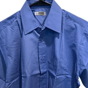 Edwards Button Down Shirt Medium Men's Royal Blue Short Sleeve Workwear 1313-061